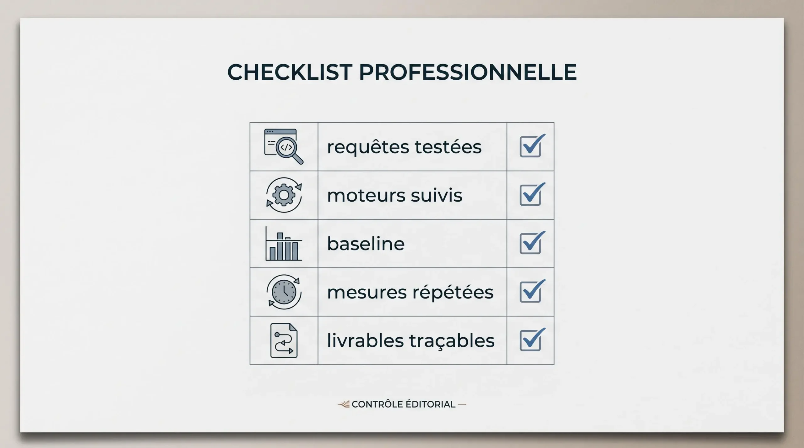 Checklist de vérification d'un prestataire GEO avant signature
